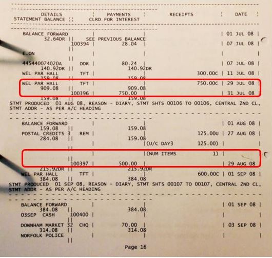 2 large cash payments shown on fiche